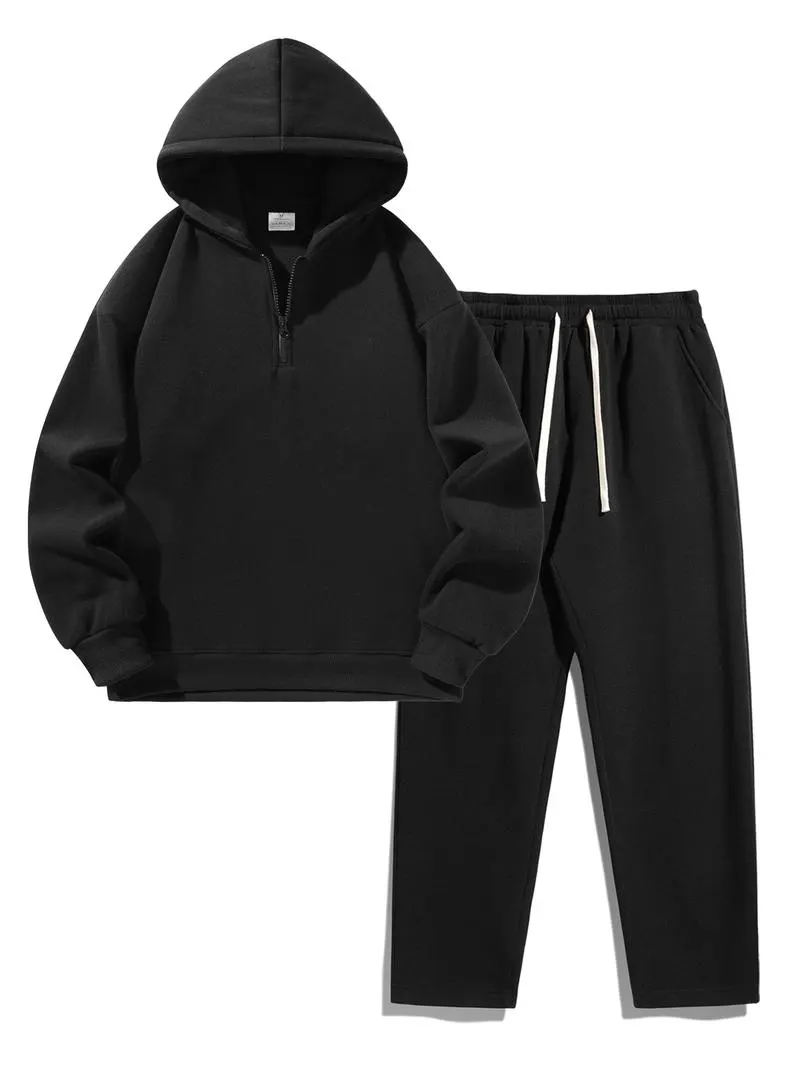 Ensemble Half-Zip Atlas noir : hoodie demi-zip et jogger